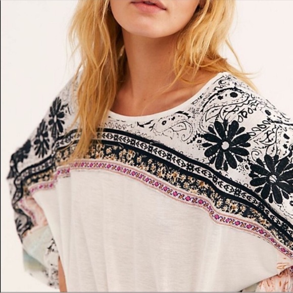Free People Tripoli Embroidered Long-Sleeve top size small oversized - Picture 13 of 14